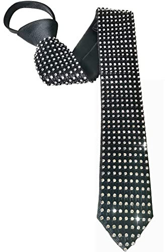 BOMJJOR Cravate réglable en strass pour homme avec diamants artificiels brillants et brillants, Noir , 5 7/8