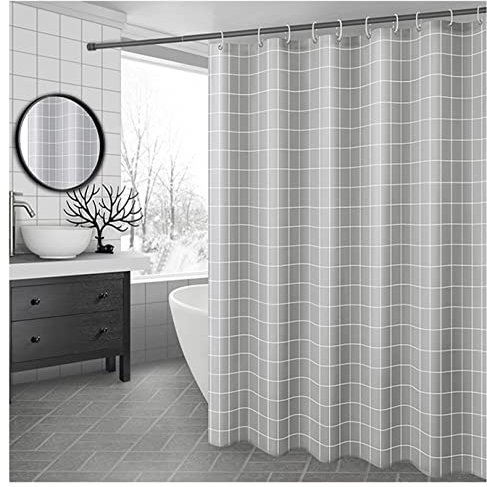 FANIVIN Rideau de Douche imperméable en Polyester Rideaux Baignoiree avec Crochets Lavable en Machine Gris Largeur 150cm Hauteur 200cm