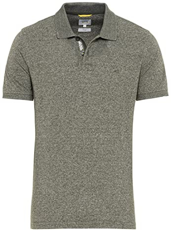 camel active Herren Kurzarm Poloshirt Regular Fit | Basic Poloshirt aus nachhaltigem Baumwollmix in Grau Blau Dunkelgrau und Grün