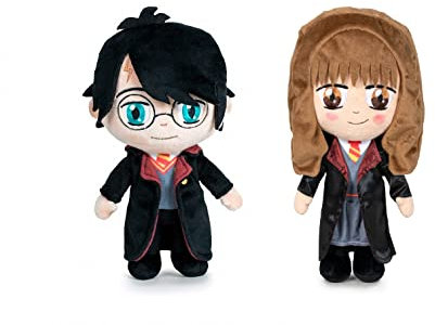 Play by Play: Harry Potter (20 cm) + Hermine Granger (20 cm) - Offizielle Lizenz - Plüschtiere - 2 Stück - Schwarz - Gryffindor