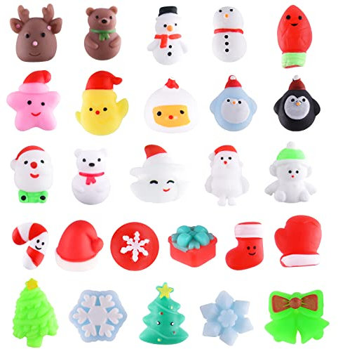 PLULON 26 STÜCKE Weihnachten Squishy Spielzeug Tier Squeeze Bulk Kinder Mini Weihnachtsbäume Schneemann Weihnachtsmann Hirsch Pinguin Bär Schneeflocken Weihnachtsfeier Taschenfüller Geburtstag