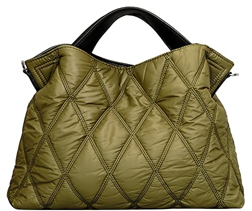Fiorky Sac rembourré en coton rhombique élégant automne hiver doudoune sac simple mode chaud nylon portable pour fête shopping
