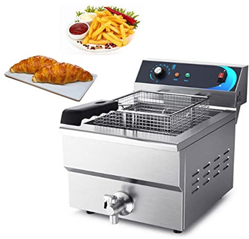 Friteuse Électrique avec Huile en Acier Inoxydable, Propre Pendant Longtemps, avec Filtre Qui Maintient l'huile, Thermostat Réglable Jusqu'à 200 ºC, Jusqu'à 2 Kg de Frites Fraîches,191v