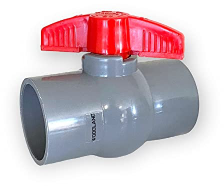 Woodland® Econo-Line Kugelhahn zum verkleben | Robuster Absperrschieber für Teichfilter, Pumpen- und Rohrsysteme | Poolschlauch Verbinder 32mm | PVC Rohr mit Absperrventil 6 Bar