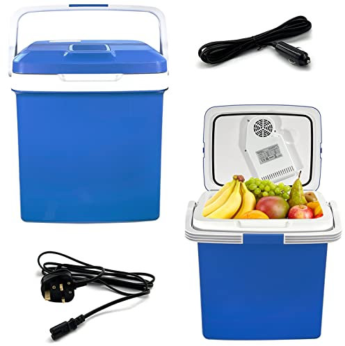 Crystals Thermoelectric 24L/26L 240V AC & 12V DC Electric Cool Box, Heating and Cooling Functions, Portable Travel Cooler Box Camping Car Mini Fridge (26L Cooler & Warmer)