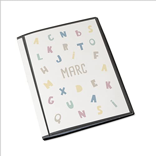 Personalisierte Zeugnismappe Kinder - Personalisiertes Geschenk zur Einschulung - inkl. 20 Klarsichthüllen DIN A4 - Zeugnismappe Mädchen - Zeugnismappe Junge - hellomini (ABC)