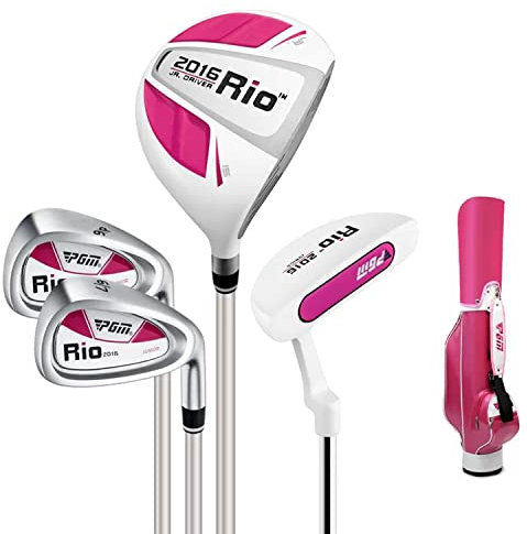 PGM Golfschläger-Set – Junior komplettes Golfschläger-Set für Kinder – Rechtshänder – ideal für Jungen und Mädchen Kleinkinder – 1 Holz, 2 Eisen, Putter, Golftasche