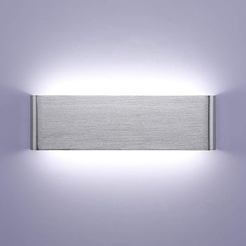 Lightsjoy 16W LED Wandleuchte Innen Moderne Wandlampe Silber up and down Licht IP44 Flurlampe Flur Belechtung für Schlafzimmer Korridor Wohnzimmer Treppe usw Kaltweiss