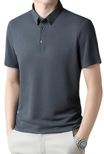 Short Sleeve Mesh Ice Silk T Shirt Men Quick Dry Breathable Casual Polo Shirt Summer Classic Fashion Casual Business Anti-Wrinkle T-Shirt, gray, XXXL