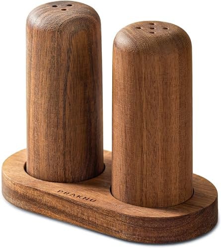 Saliera e Pepiera in Legno FSC® Sostenibile - Sale e Pepe in Legno con Vassoio - Realizzato a Mano & Robusto - Saliera da Tavola Facile da Riempire