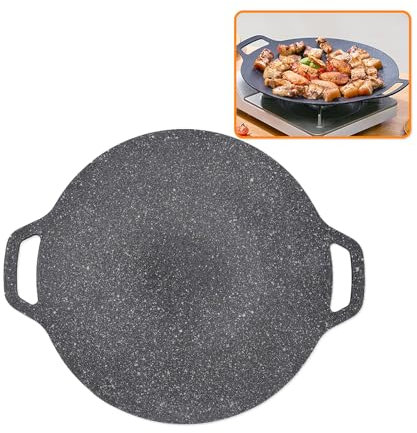 Gugxiom Poêle à Griller Coréenne pour Barbecue, Poêle à Griller Coréenne Antiadhésive en Aluminium, Poêle à Haute conductivité Thermique pour Barbecue, Camping et Autres (30cm)