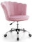 COSTWAY Fauteuil en Velours avec 5 Roues Universelles, Chaise de Coiffeuse avec Hauteur Réglable, Rembourrée Pivotante, Forme de Coquillage, pour Salon, Chambre, Bureau (Rose)