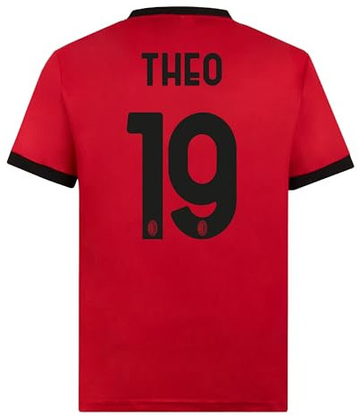 AC Milan Maglia Home Replica Stadio, Maglia da Calcio Casa, Ufficiale, Stagione 2023/24, Theo 19, M