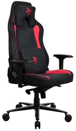 Arozzi Vernazza Supersoft™ Luxuriöser Gaming- oder Bürostuhl aus strapazierfähigem Stoff, weiche Memory-Schaum-Lenden- und Nackenkissen, Tragkraft: 145 kg, 4D-Armlehnen – (Black/Red)
