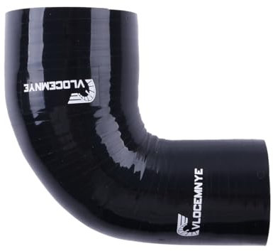 VLOCEMNYE Tuyau coudé en silicone à 90 degrés, ID 51 mm - 57 mm, longueur 102 mm, 4 plis (5,4 mm) renforcé, tuyau hydraulique industriel noir