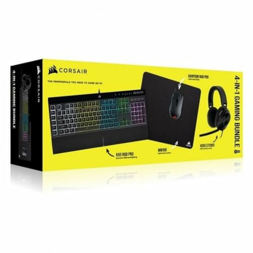 Corsair Pack Gaming K55 RGB Pro + HS55 + Harpoon RGB Pro + MM100 QWERTY espagnol