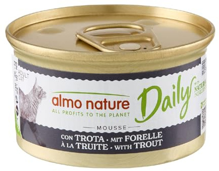 Almo Nature Daily - Nassfutter für Erwachsene Katzen - Mousse - Forelle - 85 g, Packung mit 24