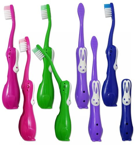 8 spazzolini da denti per bambini – confezioni grandi, spazzole pieghevoli manuali per bambini, conigli, viaggi