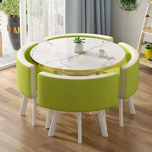 YUZES Empfangstisch und Stuhl Kombination,Verhandlungstisch, Clubtisch Couchtisch- Und Stuhl-Set, Modernes Rund Esstisch mit 4 Stühlen Set, Büro-Konferenztische (Color : 10, Size : 31.4in/80cm)