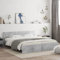 vidaXL Double Bed Frame with Headboard - Modern Bedroom Furniture in Concrete Grey, Sturdy Engineered Wood, Plywood Slats, Supports 160x200 cm Mattress
