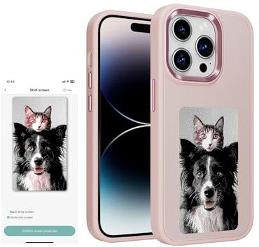 XCOOL InkPlay E-Ink Screen DIY Wireless NFC Photo Display Smart Case, Anti-Drop Water-Resistant, Compatible with iPhone 14 Pro, Pink
