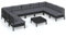 10-TLG. Gartenmöbel Set Outdoor Lounge Sofa mit Kissen & Tisch, Kleiner Gartengarnitur Sitzgruppe Gartensofa Bistroset Gartenlounge für Terrasse und Balkon, Schwarz Massivholz Kiefer