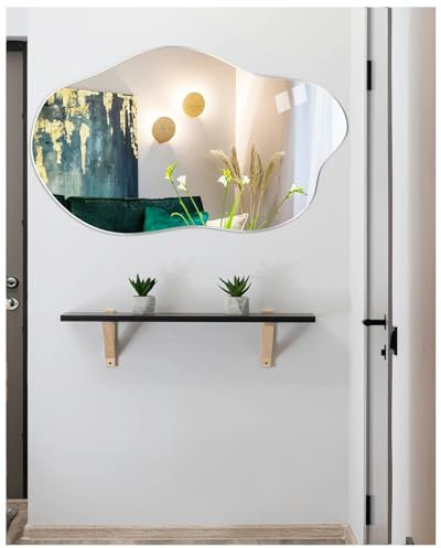 TOLOVIC Espejo de Pared Irregular Espejo Adhesivo de Pared HD Vidrio Espejos Autoadhesivos Irregular Ondulado Espejo para Recibidor Salon Baño Dormitorio Armarios
