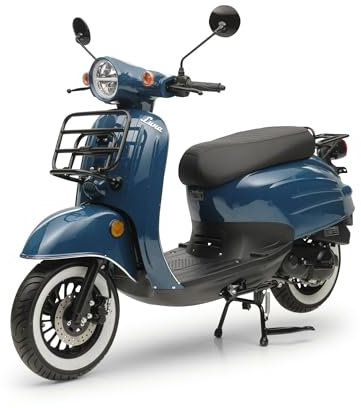 Motorroller Retro Roller Luna Ozeanblau 50ccm 45 kmh Moped Scooter Euro 5