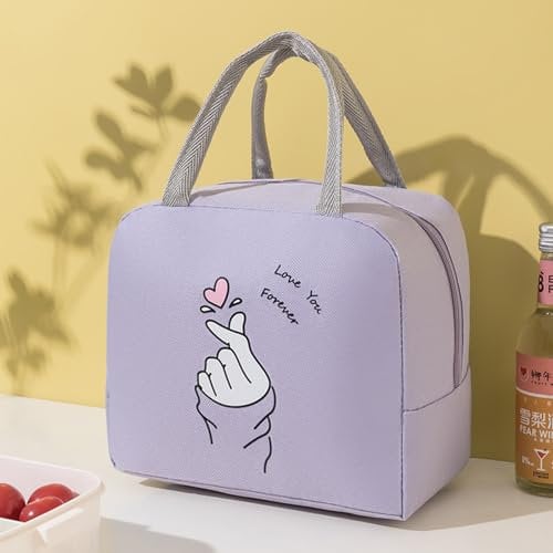 WUWYOUWL Bolsa de almuerzo, bonita lonchera aislada de cartón, bolsas reutilizables para el almuerzo, bolsa de almuerzo impermeable, bolsa de almuerzo plegable para mujeres, hombres, niños y