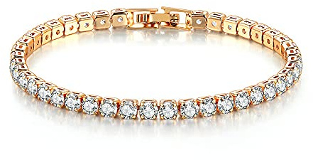 Mingkeda 4mm Cubic Zirconia Tennis Bracelet Stainless Steel Silver Chain for women, 18K Gold/Silver Plated Classic Tennis Bracelet 7 inches