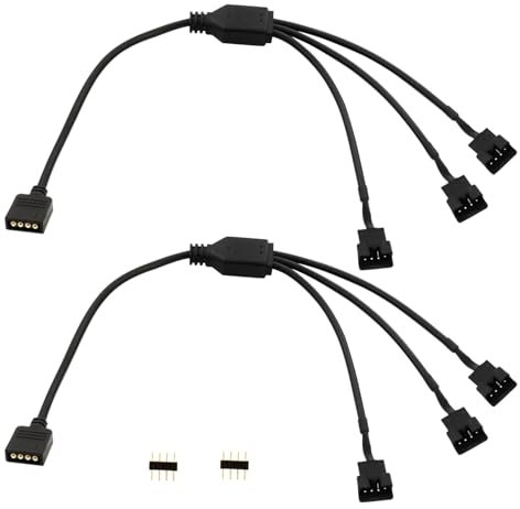 LANMINGLEL 4 Pin RGB Extension Cable 12V 4Pin Female to SM 4Pin Male RGB Extension Power Cable PC RGB Wires for Computer Fan Motherboard LED Strip (1 to 3)