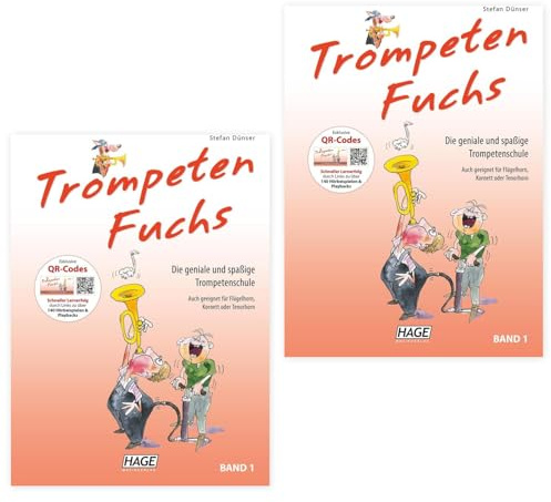 2 x TrompetenFuchs 1: (Doppelpack), mit Online QR-Codes - Die geniale und spaßige Trompetenschule, Trompeten Fuchs - Band 1 - ISBN 9783866260788 + Soundman Poliertuch für Trompete (2er Pack)