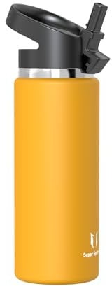 Super Sparrow Trinkflasche Edelstahl 750ml - Breite Öffnung SwivelSip Thermosflasche - BPA-Frei Thermoskanne, Ergonomisch Trinkflaschen Strohhalm für Sport, Travel, Schule, Outdoor