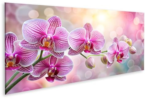 islandburner Prime Bild auf Leinwand Rosa Orchideen Flecken Streifen Bilder Wandbilder Poster