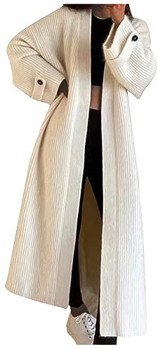 Women's Casual Oversized Cardigans Coats Ribbed Open Knitted Maxi Jumper Sweater Winter Coat Jacket Solid Color Chunky Long Sweater Coats Cable Knit Sweaters Warm Loose Leisure Sweaters Going Out