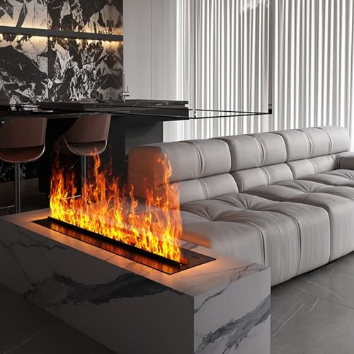 3D Water Vapor Fireplace Insert Realistic Atomized Flame Decorative Fireplace (90cm) Electric Fireplace with Remote Control and Adjustable Flame Settings