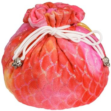 cusdie High-Capacity Velvet Dice Bags with Pockets Storage Bag Capacity 200+ Dice Holder for DND RPG Game Dices Collection(Red Yellow)