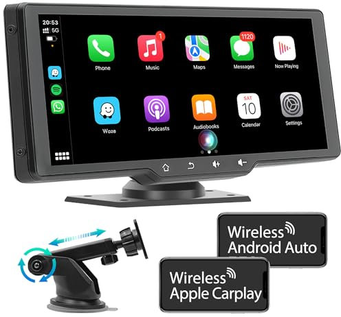 WSRADIOKITS Senza Fili Autoradio Wireless Carplay&Andriod Auto, Schermo per Auto con 10.26 Pollici Touchscreen Monitor,Auto Stereo Radio con BT/AUX,Mirror Link,Navigatore GPS,Assistente Vocale,Airplay