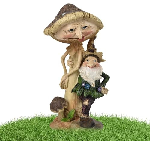 Décoration de jardin en forme de champignon | Nain de jardin avec statues de champignons | Décoration extérieure colorée de jardin nain, nains mignons sur statues de champignons pour décoration de