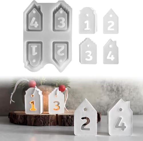 Nexoria Silikonformen Gießformen Häuser, Silikonform Weihnachten Silikonform Haus mit Adventszahlen Mini Silikonform Häuser Silikonformen Weihnachten Mini Häuser Giessformen Silikon Weihnachten (H)
