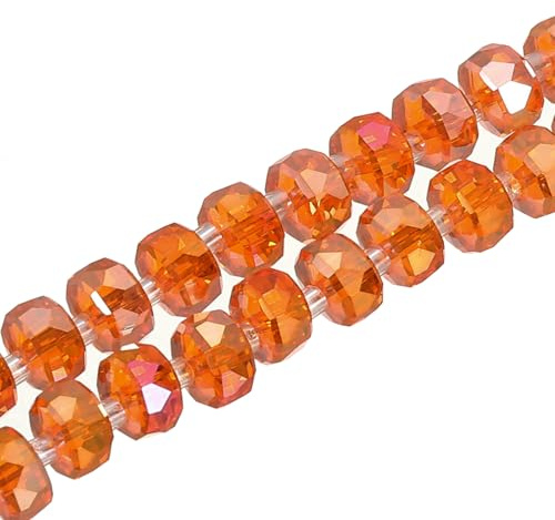 PATIKIL 75 Pcs 8mm OD 5mm Thick Orange Rondelle Crystal Faceted Cut Gemstone Strand Beads for Craft, Bracelet, Necklace