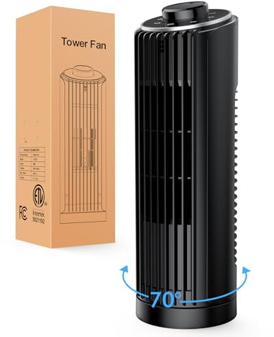 PNTCK ventilatore a torre 33cm ventilatore a colonna, 3 Velocità Regolabili, Oscillazione a 70°, Potente 7m/s, Ventilatore Silenzioso, per Camera da Letto Ufficio Scrivania Cucina