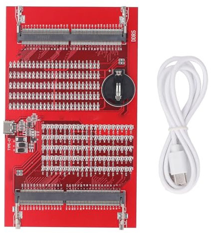 EVTSCAN Strumento diagnostico RAM portatile, indicatori a LED per memoria DDR4 DDR5, USB e batteria alimentato, corto circuito e rilevamento di circuiti aperti, per laptop e