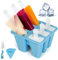 Moule à Glace, Popsicle Mold avec Brosses Et Entonnoirs Pliants, Moule Glaces Silicone Réutilisables, Sans BPA, pour Popsicles, Crèmes Glacées (Bleu, 6 Cavités)