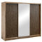 Vente-unique-Kleiderschrank mit Spiegel - 3 Schiebetüren - B 250 cm - Farbe: Holzfarben & Schwarz - CALOWI