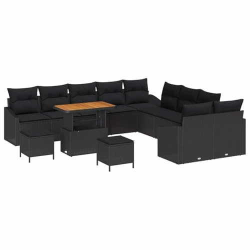 vidaXL 4-Sitzer Garten-Sofa-Set mit Kissen, modernes Poly-Rattan-Design, wetterfest. Stylische Gartenmöbel für Terrasse, Balkon oder Loungesitzbereich, modular.