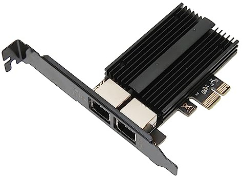 Denash PCIe-Netzwerkkarte, 2,5 Gbit/s Dual-Port-Gigabit-Ethernet-Karte mit Low-Profile-Halterung, für Server-Desktop-Gaming-Laptop 7/8/10/11 OS X