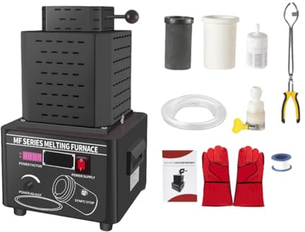 KAIKAFEI Four De Fonderie Professionnel Four De Fonte Or Argent Cuivre 5 KW, Four électrique De Fonte pour Atelier Et Bijouterie, Creuset Inclus, Fonte Métal(Black,2kg)