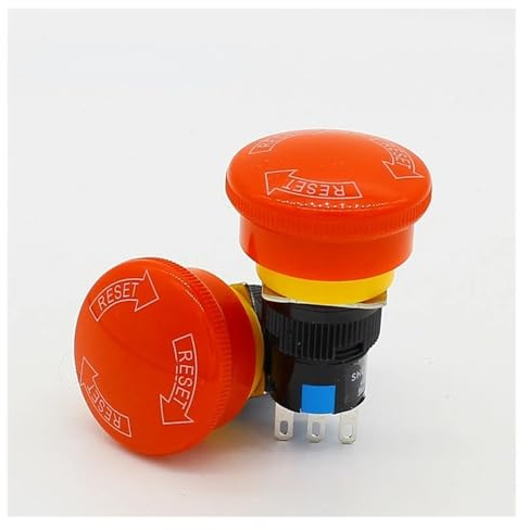 Interruptor de parada de emergencia tipo hongo de 16 mm, pulsador de 3 pines NO+NC
