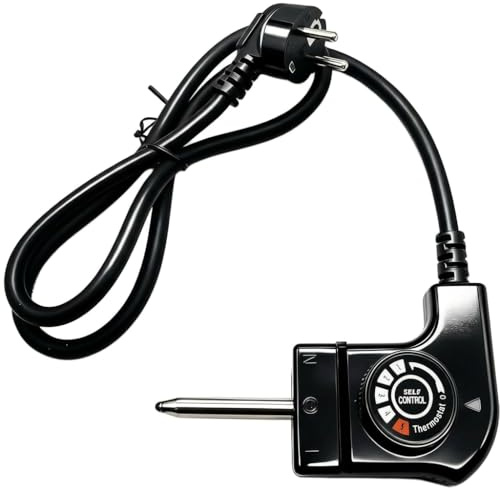 TASSFROO Universal Thermostat Kabel 1M für Elektropfanne & Pizzapfanne – Temperaturregler Ersatzkabel für Partypfanne, Elektrische Pfanne & Grillplatte –Stecker Schwarz für Küche & Camping
